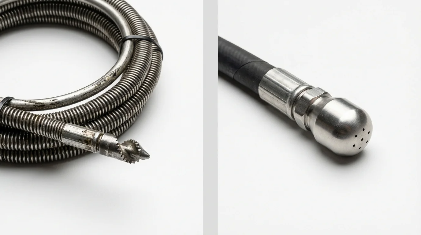 Drain snake cable and hydro jetting nozzle used for drain cleaning in Havre, MT