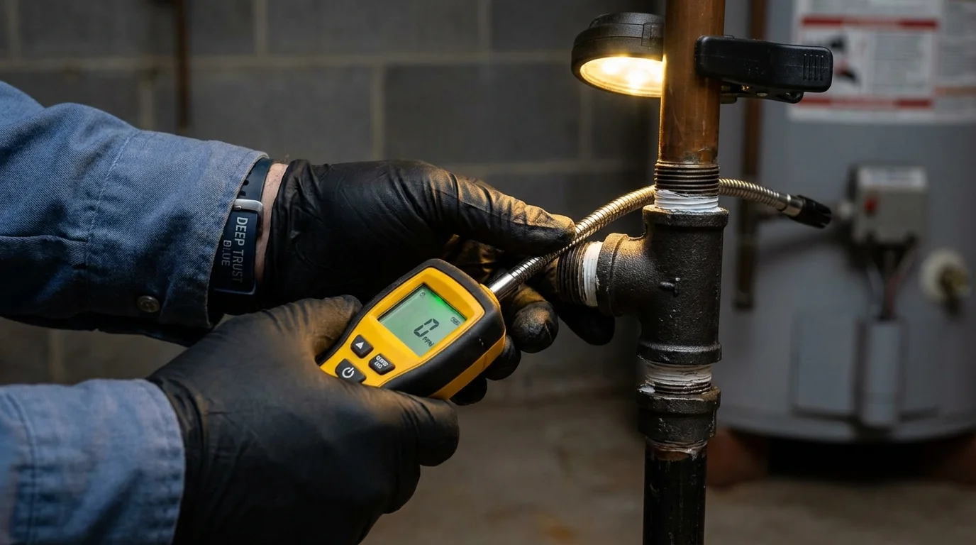 Gas leak detection with electronic sniffer by Johns Plumbing LLC in Havre
