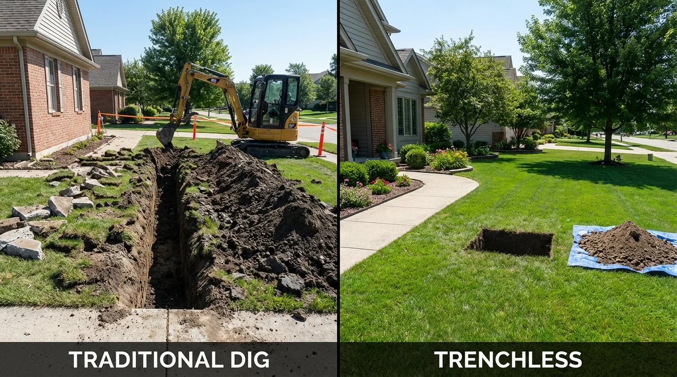 Trenchless sewer repair with minimal yard damage versus traditional excavation in Havre, MT
